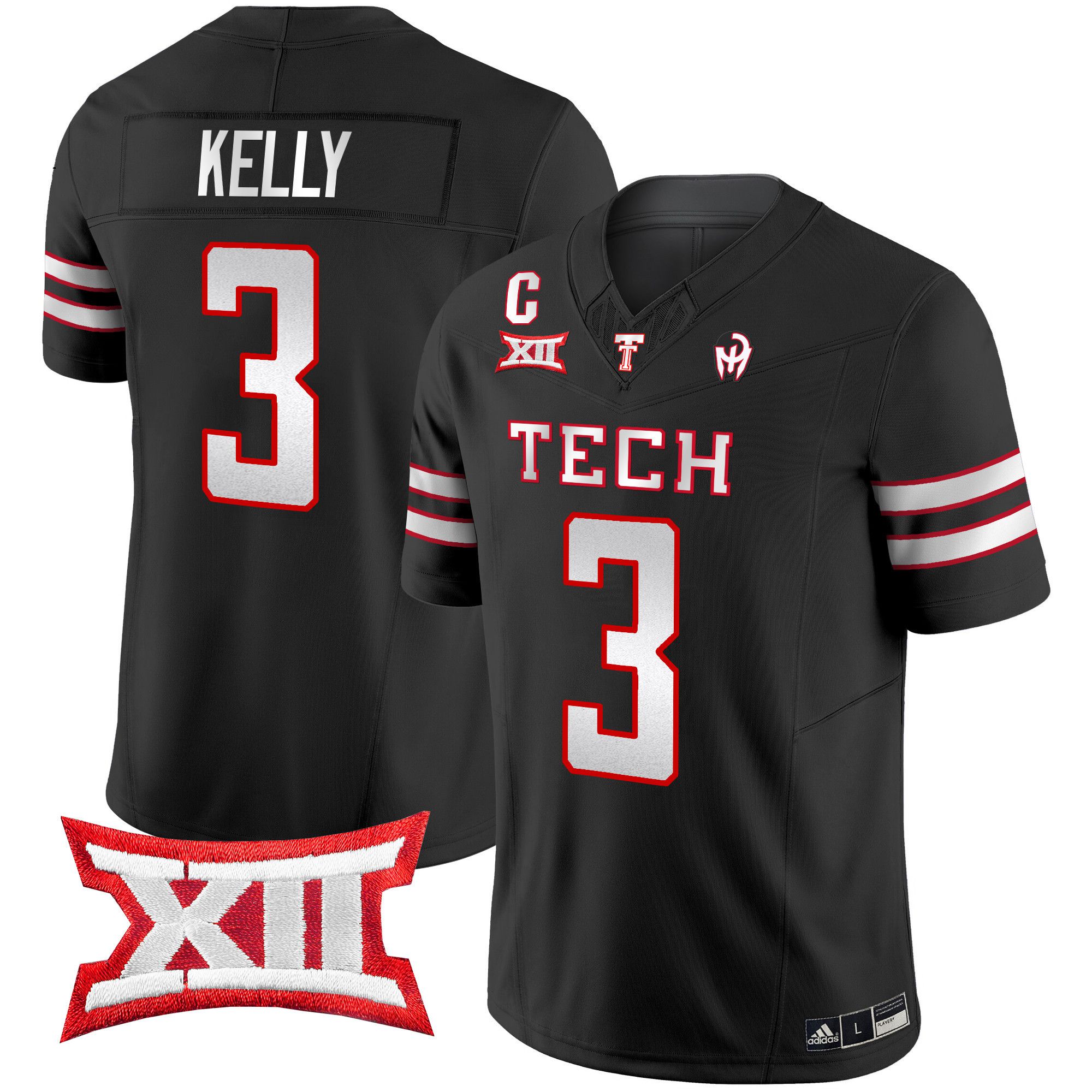 Men Texas Tech Red Raiders #3 Kelly Black 2024 Patrick Mahomes Symbol Vapor Limited NCAA Jersey style 1